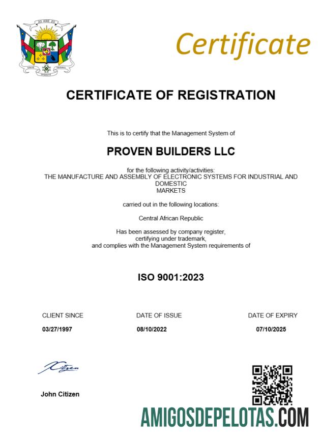 Certificado de registro realista da República Centro-Africana modelo Word e PDF